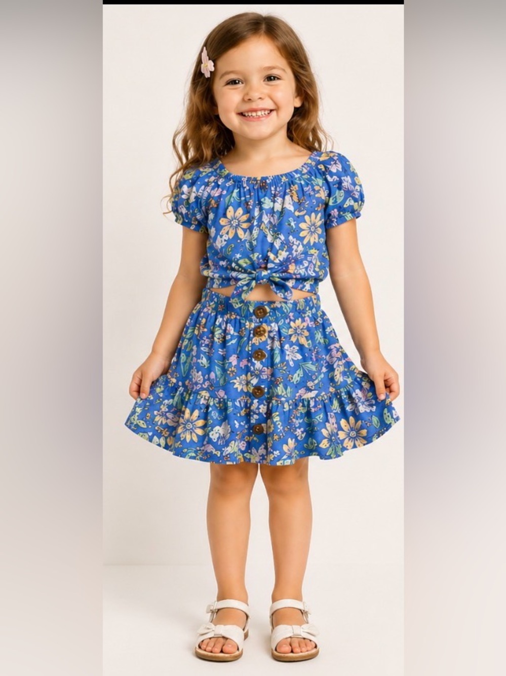 Old Navy 3T Floral Set 🌸 Conjunto Niña Azul Falda & Top Boho